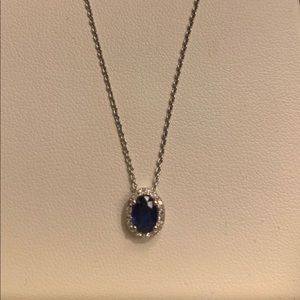 Sapphire and diamond necklace in 14k white gold